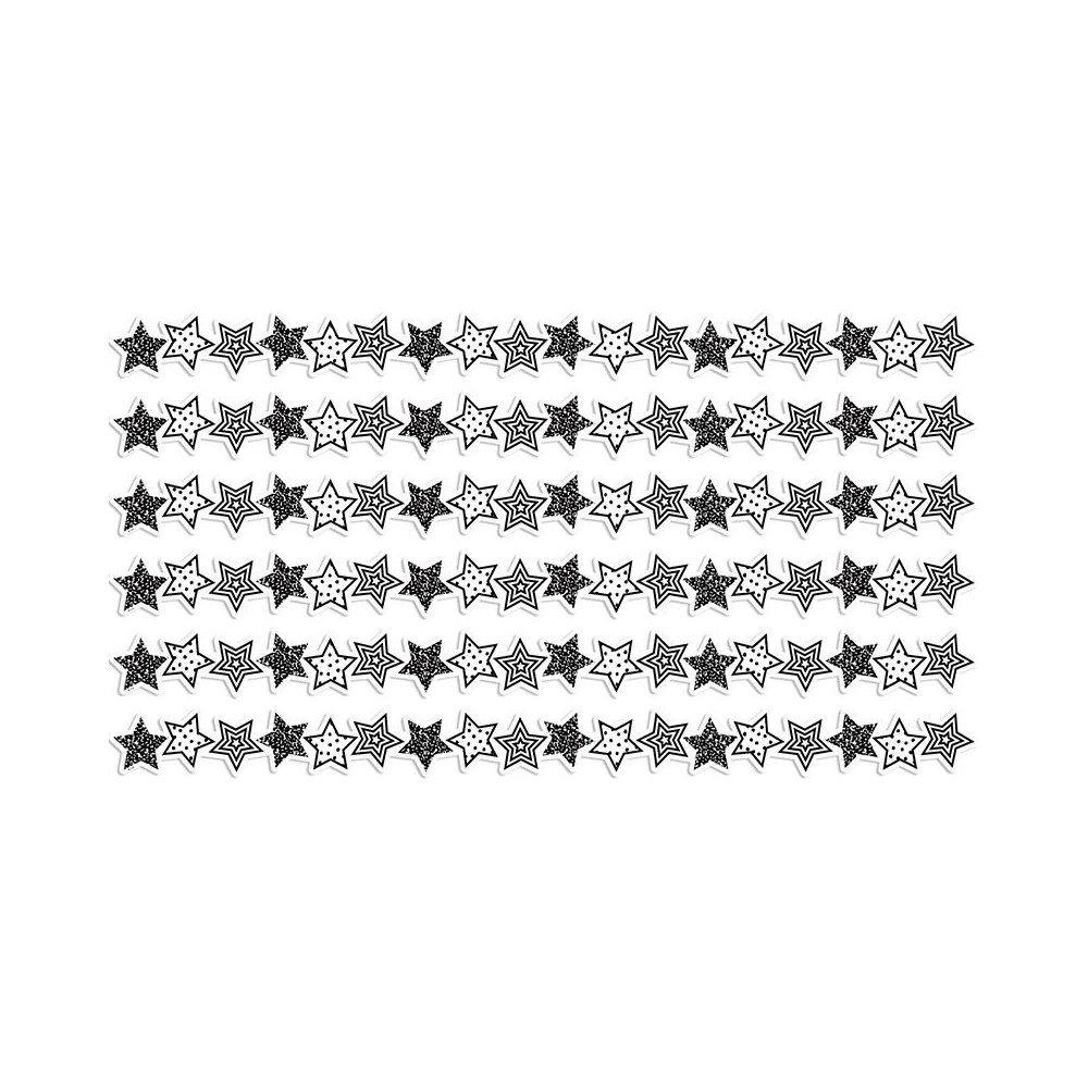 Black and White Stars Die-Cut Border Trim, 35 Feet Per Pack, 6 Packs. Picture 2