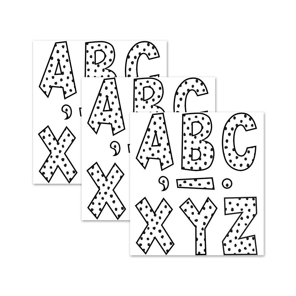 Black Painted Dots on White 7" Fun Font Letters, 120 Per Pack, 3 Packs. Picture 2