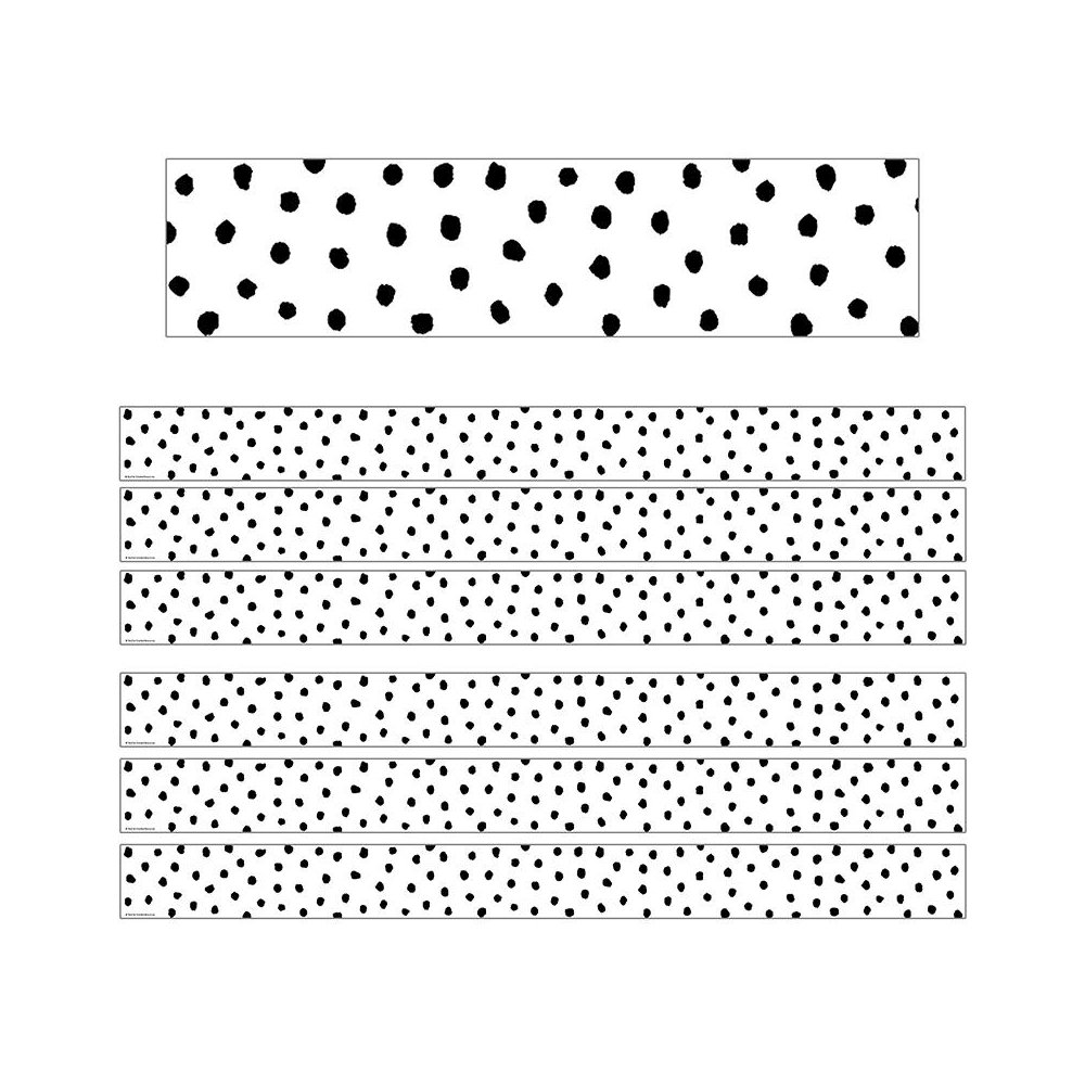Black Painted Dots on White Straight Border Trim, 35 Feet Per Pack, 6 Packs. Picture 2