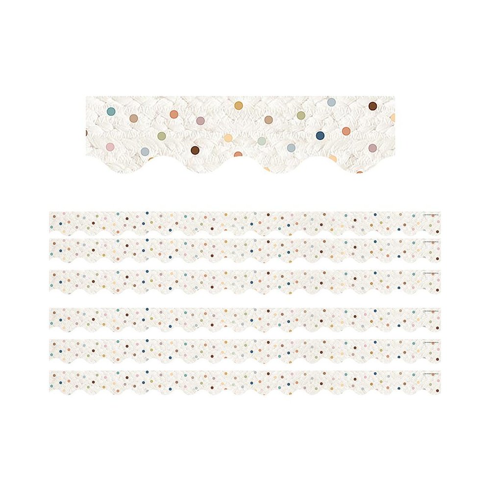 Everyone is Welcome Dots Scalloped Border Trim, 35 Feet Per Pack, 6 Packs. Picture 2