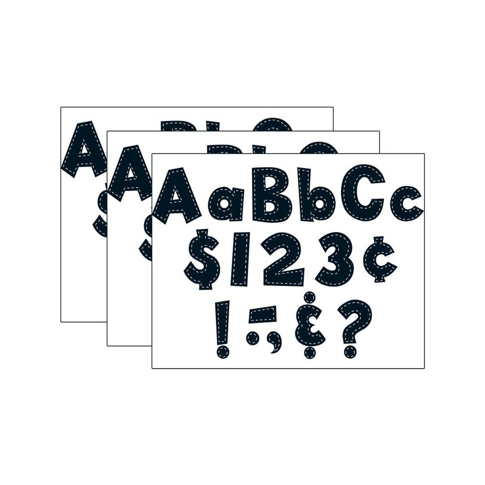 4" Fun Font Letters, Black Stitch, 160 Pieces Per Pack, 3 Packs. Picture 2