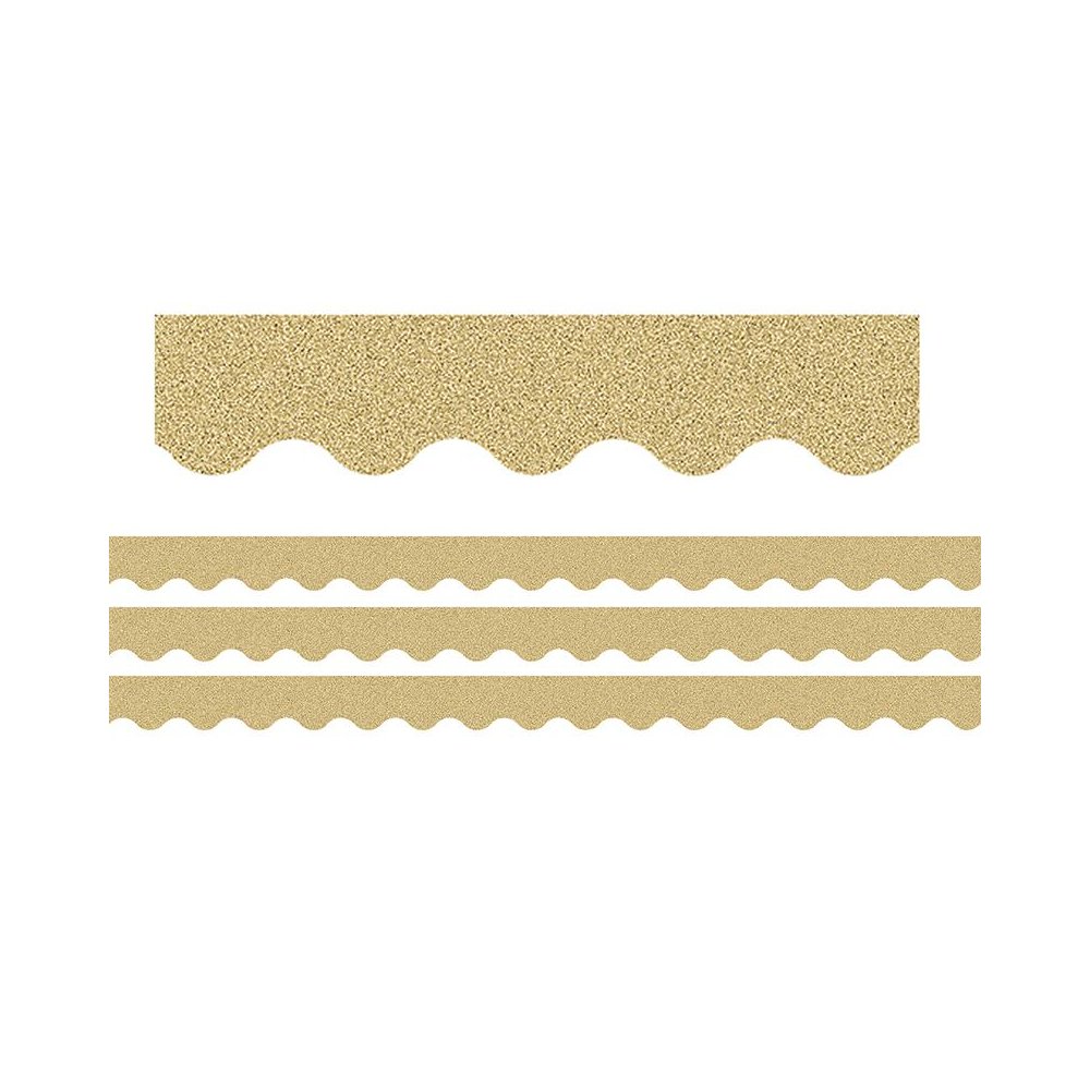 Gold Glitz Scalloped Border Trim, 35 Feet Per Pack, 3 Packs. Picture 2