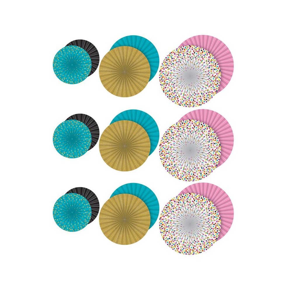 Confetti Hanging Paper Fans, 3 Per Pack, 3 Packs. Picture 2