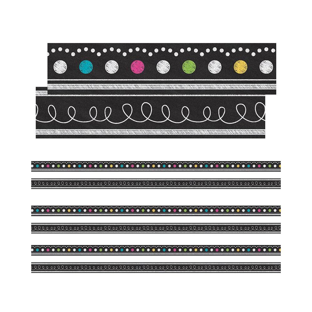 Chalkboard Brights Double-Sided Ribbon Runner, 1.5" W, 45 Feet Per Pack, 3 Packs. Picture 2