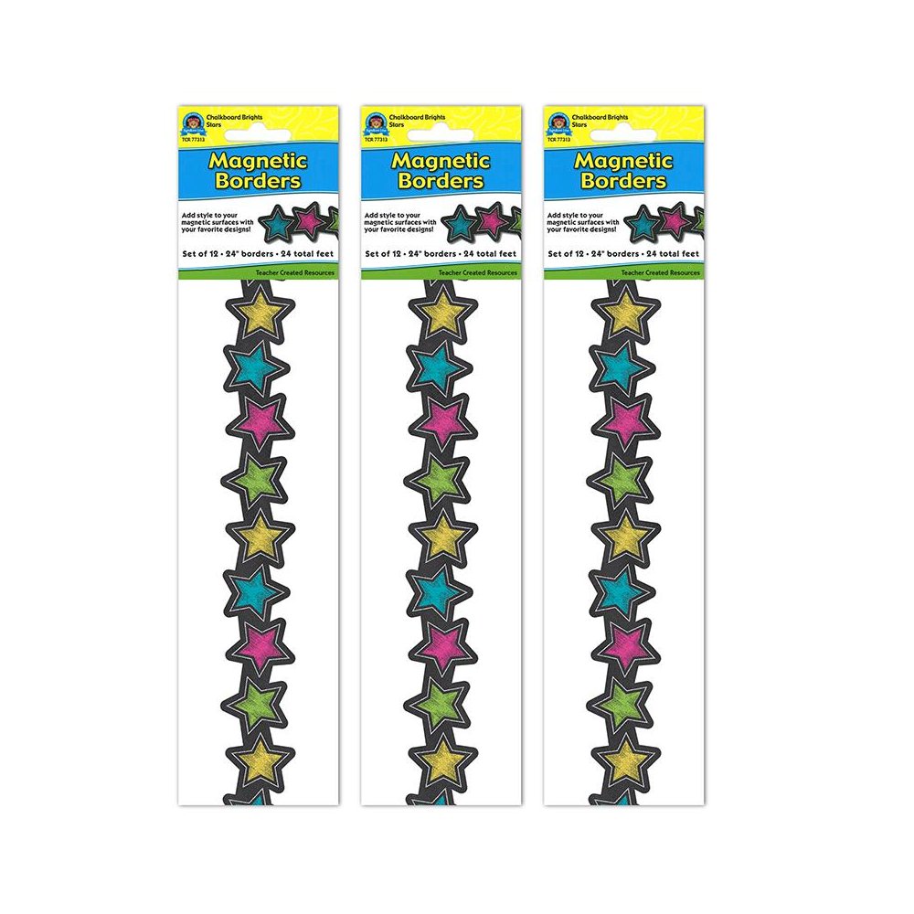 Chalkboard Brights Stars Magnetic Border, 24 Feet Per Pack, 3 Packs. Picture 2