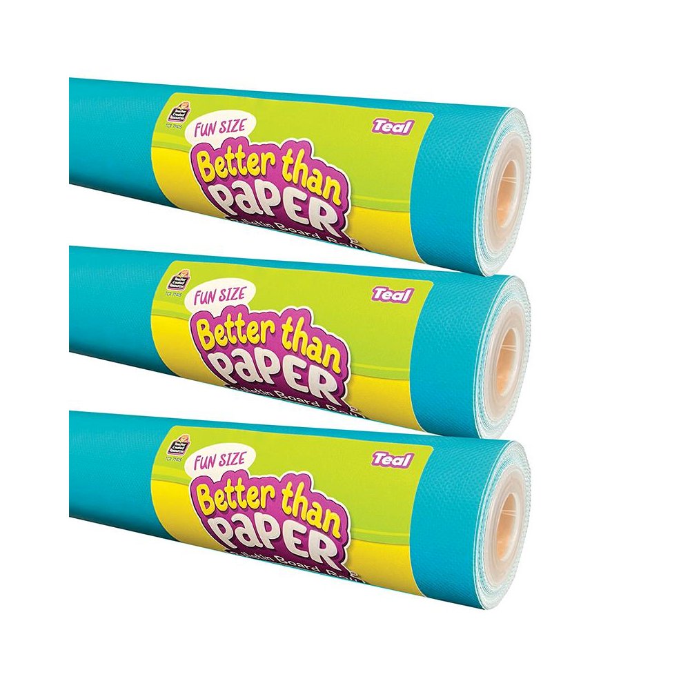 Fun Size Better Than Paper Bulletin Board Roll, 18" x 12', Teal, Pack of 3. Picture 2