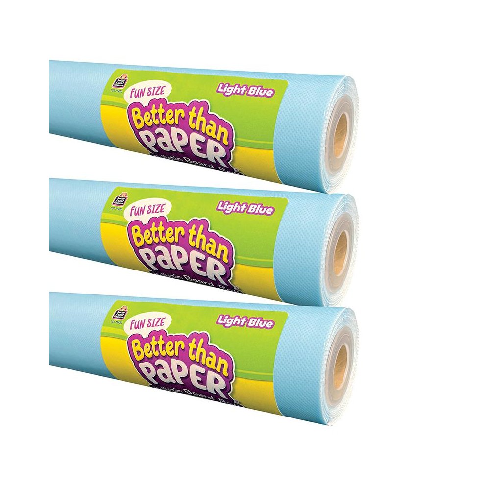 Fun Size Better Than Paper Bulletin Board Roll, 18" x 12', Light Blue, Pack of 3. Picture 2