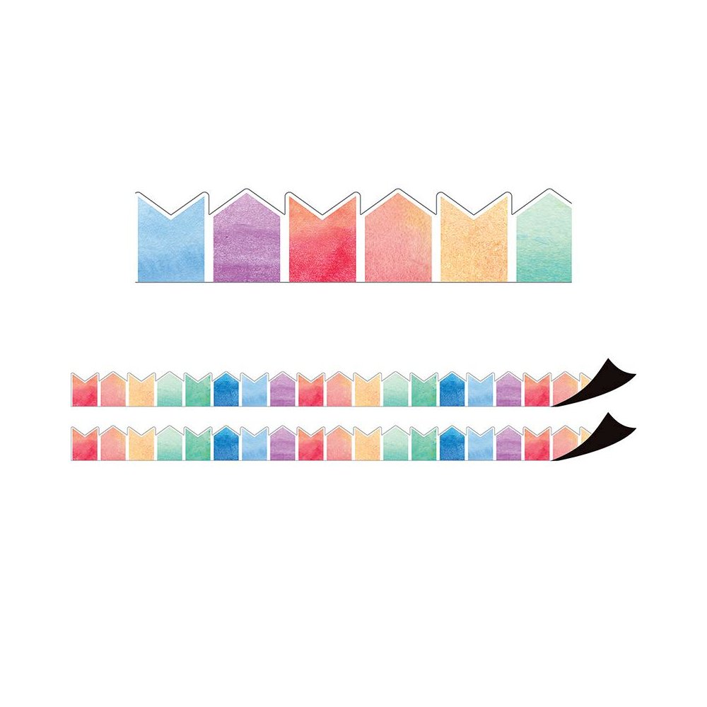 Watercolor Pennants Magnetic Border, 24 Feet Per Pack, 2 Packs. Picture 2
