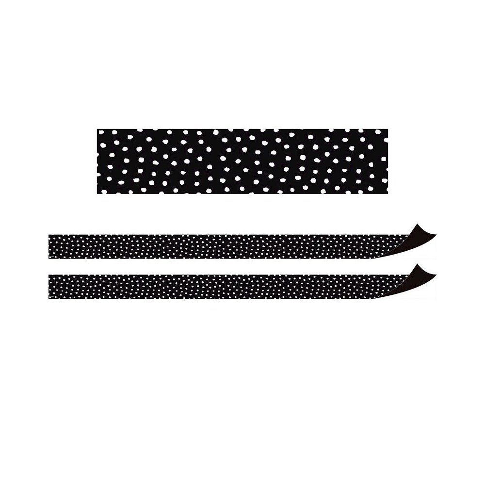 Black with White Painted Dots Magnetic Border, 24 Feet Per Pack, 2 Packs. Picture 2