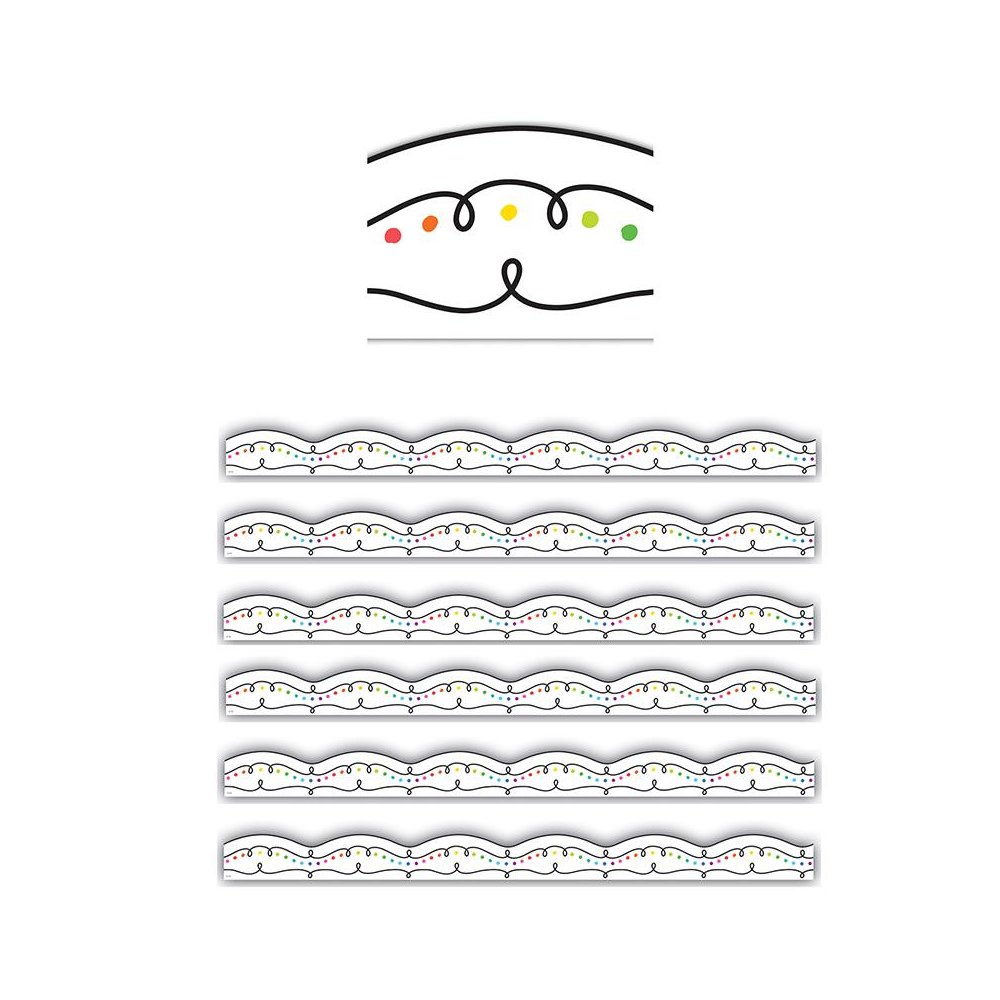 Squiggles and Colorful Dots Die-Cut Border Trim, 35 Feet Per Pack, 6 Packs. Picture 2