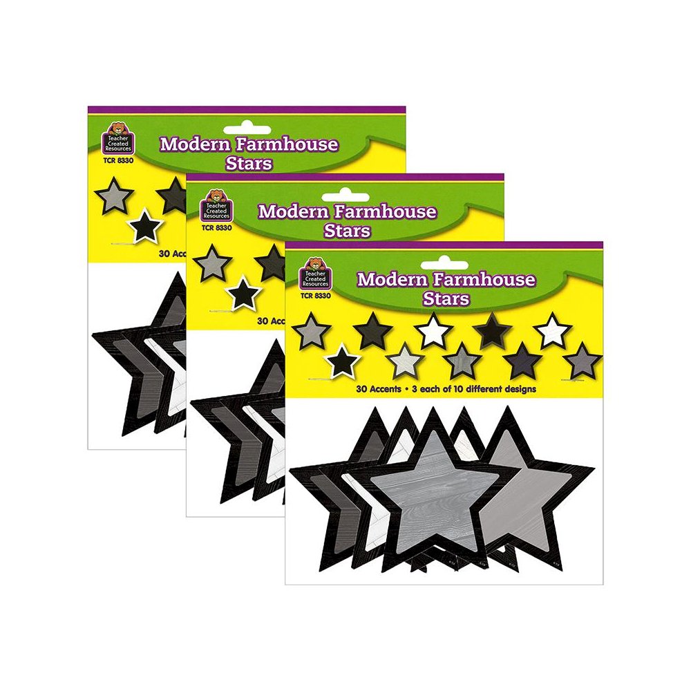 Modern Farmhouse Stars Accents, 30 Per Pack, 3 Packs. Picture 2