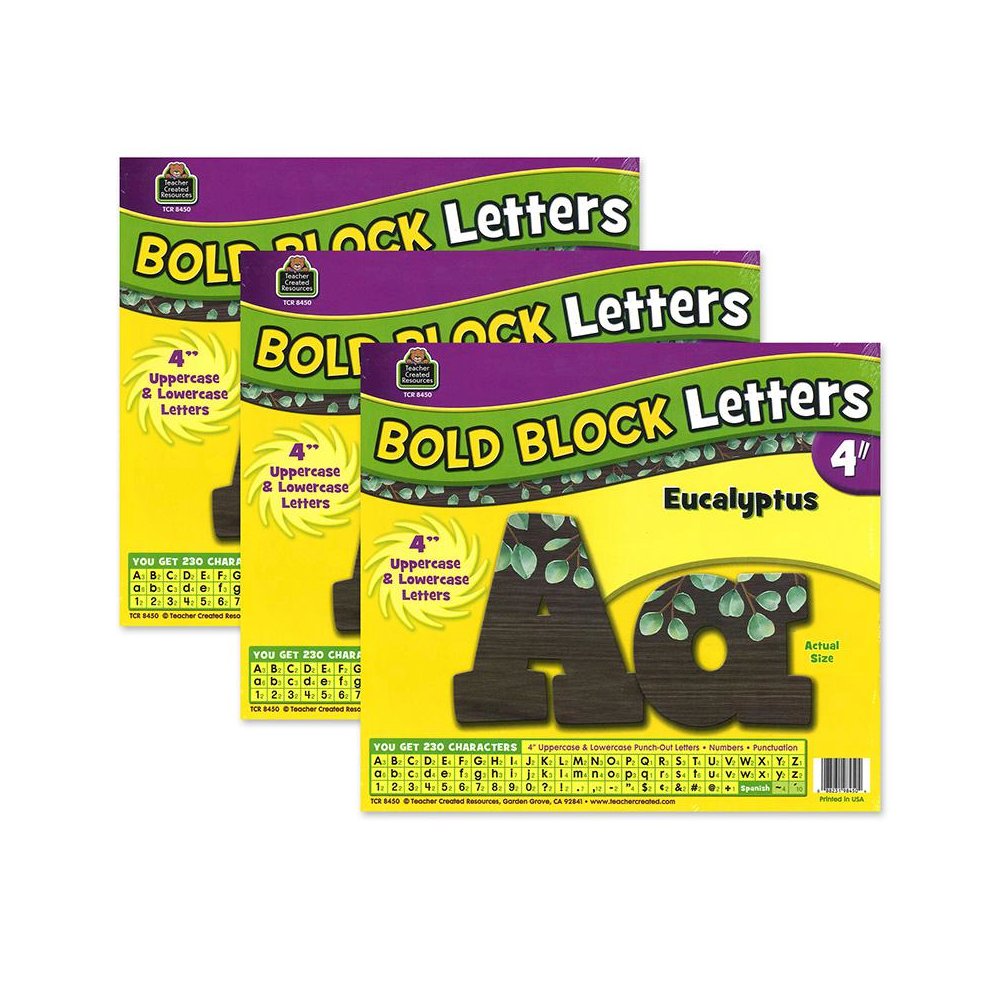 Eucalyptus 4" Bold Block Letters Combo Pack, 230 Per Pack, 3 Packs. Picture 2