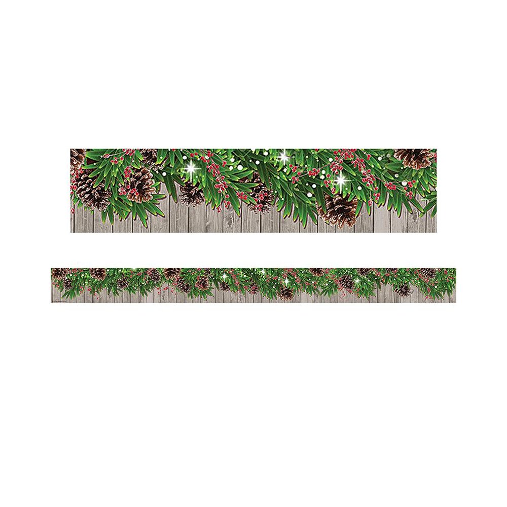 Winter Pine Cones Straight Border Trim, 35 Feet Per Pack, 6 Packs. Picture 2