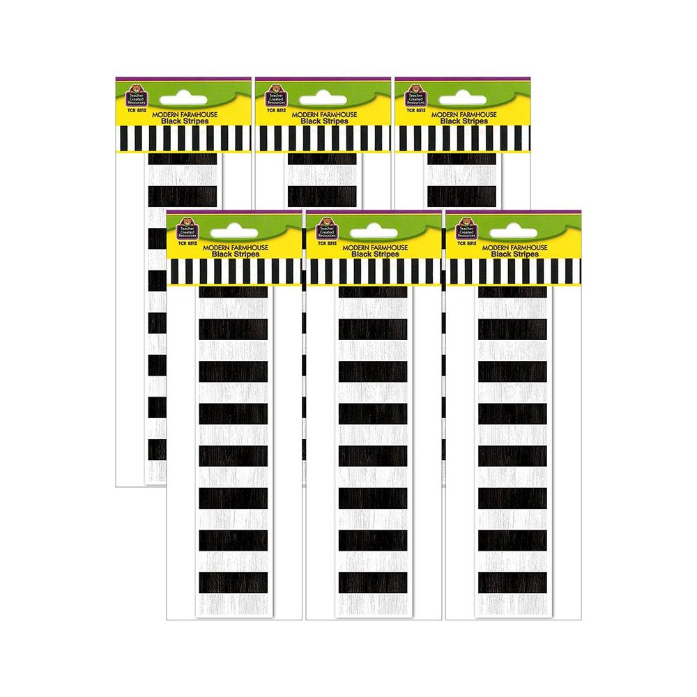 Modern Farmhouse Black Stripes Straight Border Trim, 35 Feet Per Pack, 6 Packs. Picture 2