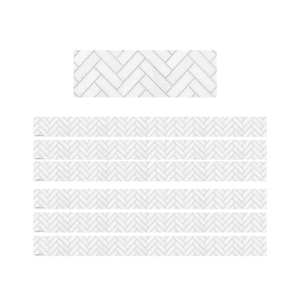 Modern Farmhouse White Herringbone Straight Border Trim, 35 Feet, 6 Packs. Picture 2