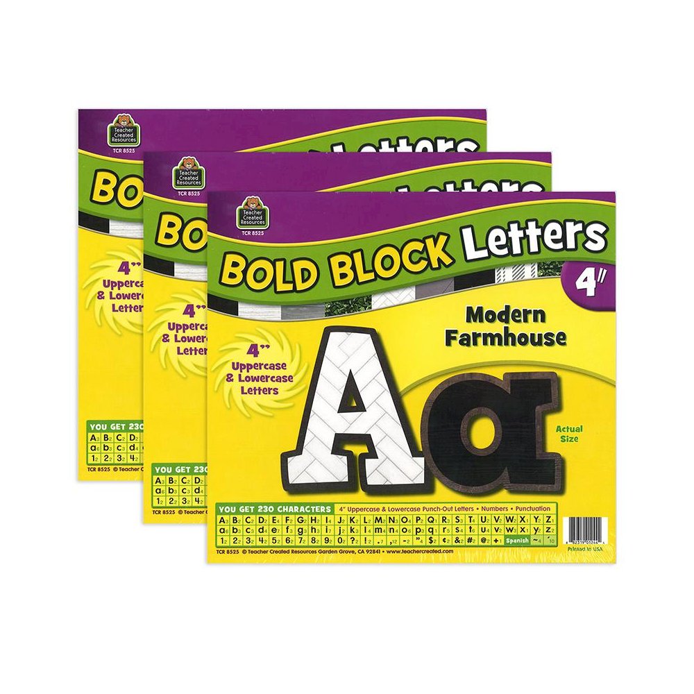 Modern Farmhouse Bold Block 4" Letters Combo Pack, 230 Pieces Per Pack, 3 Packs. Picture 2