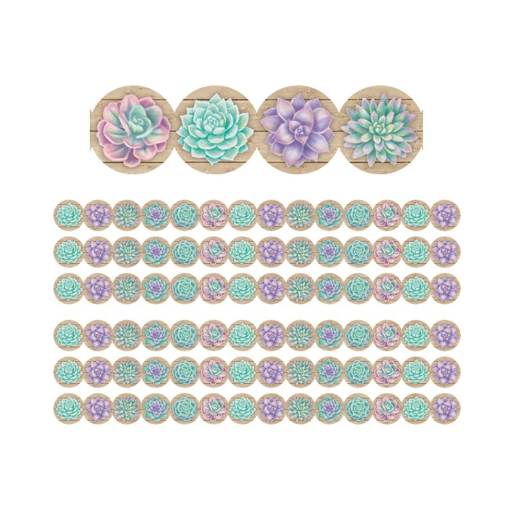 Rustic Bloom Succulents Die-Cut Border Trim, 35 Feet Per Pack, 6 Packs. Picture 2
