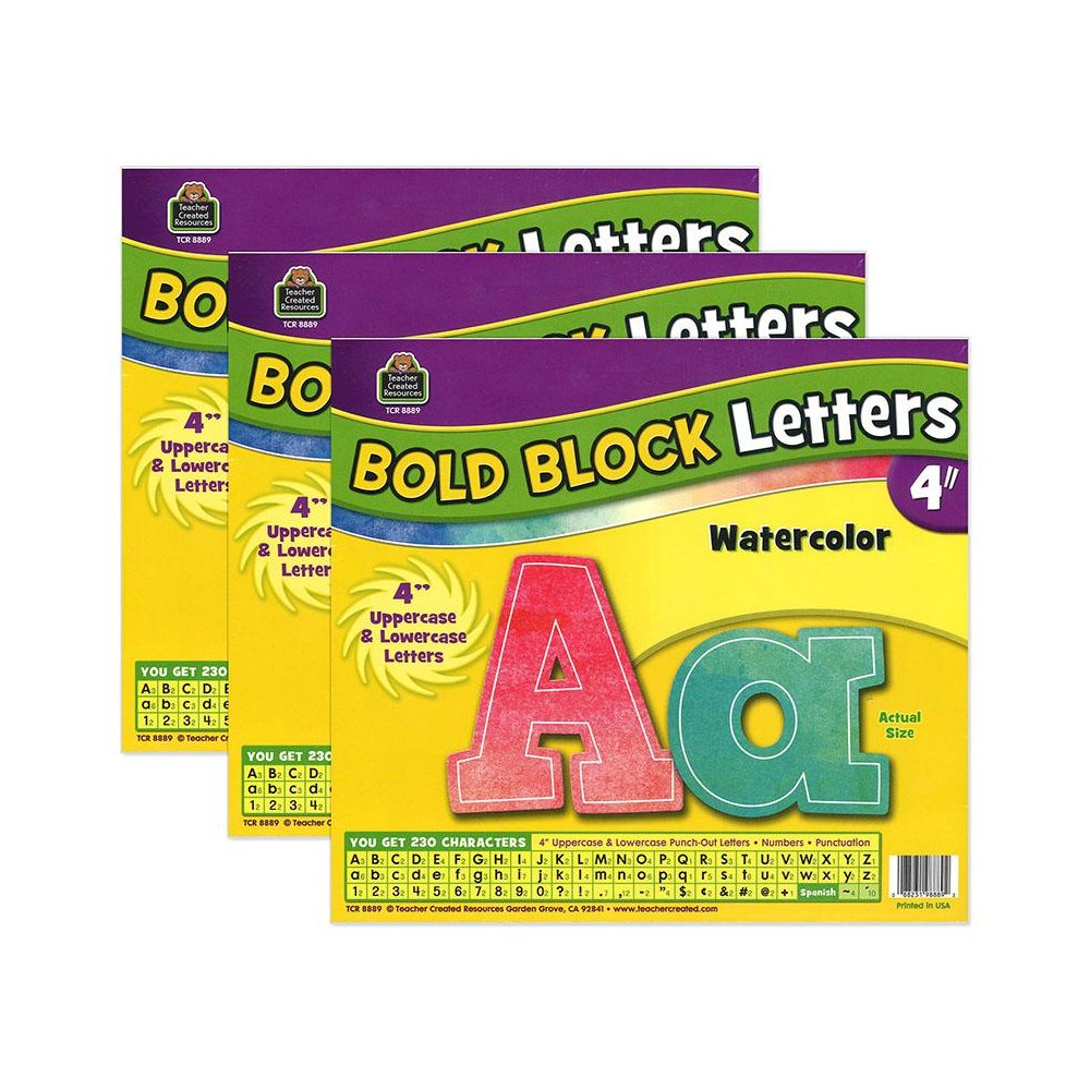 Watercolor Bold Block 4" Letters Combo Pack, 3 Packs. Picture 2