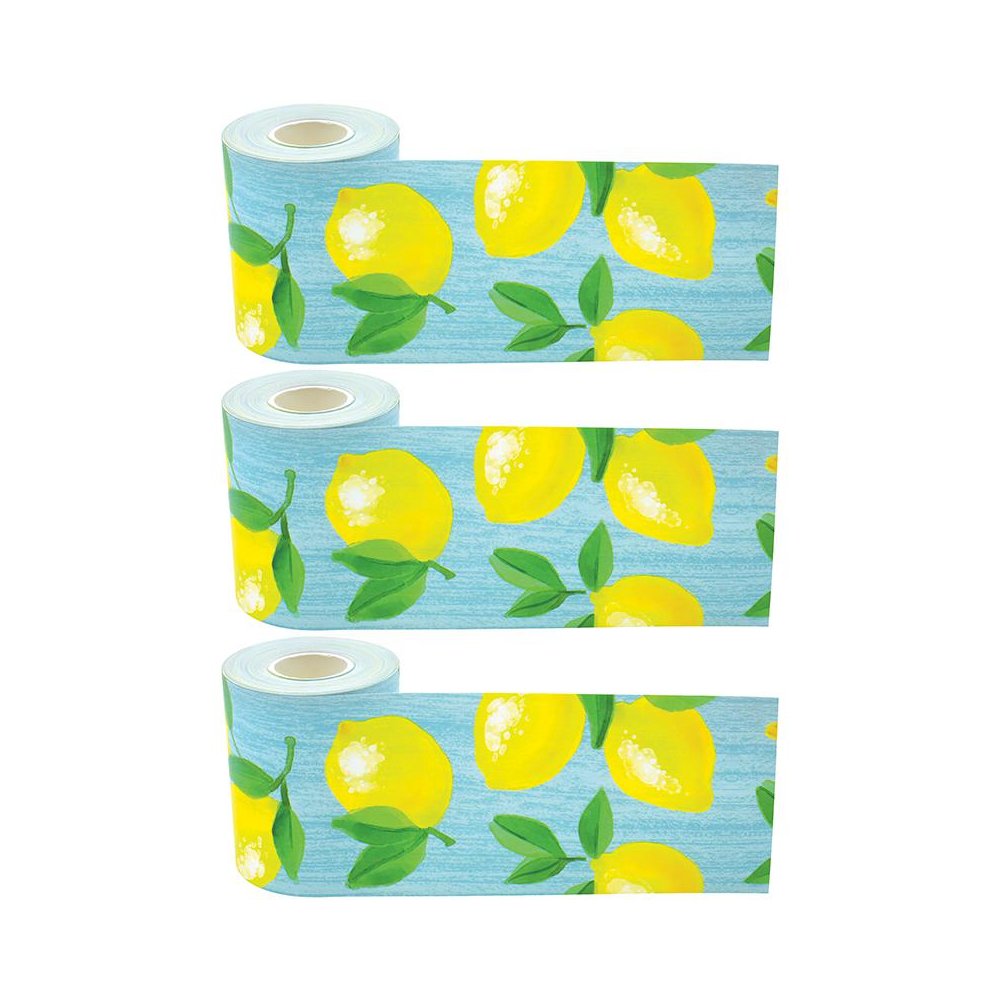 Lemon Zest Straight Rolled Border Trim, 50 Feet Per Roll, Pack of 3. Picture 2