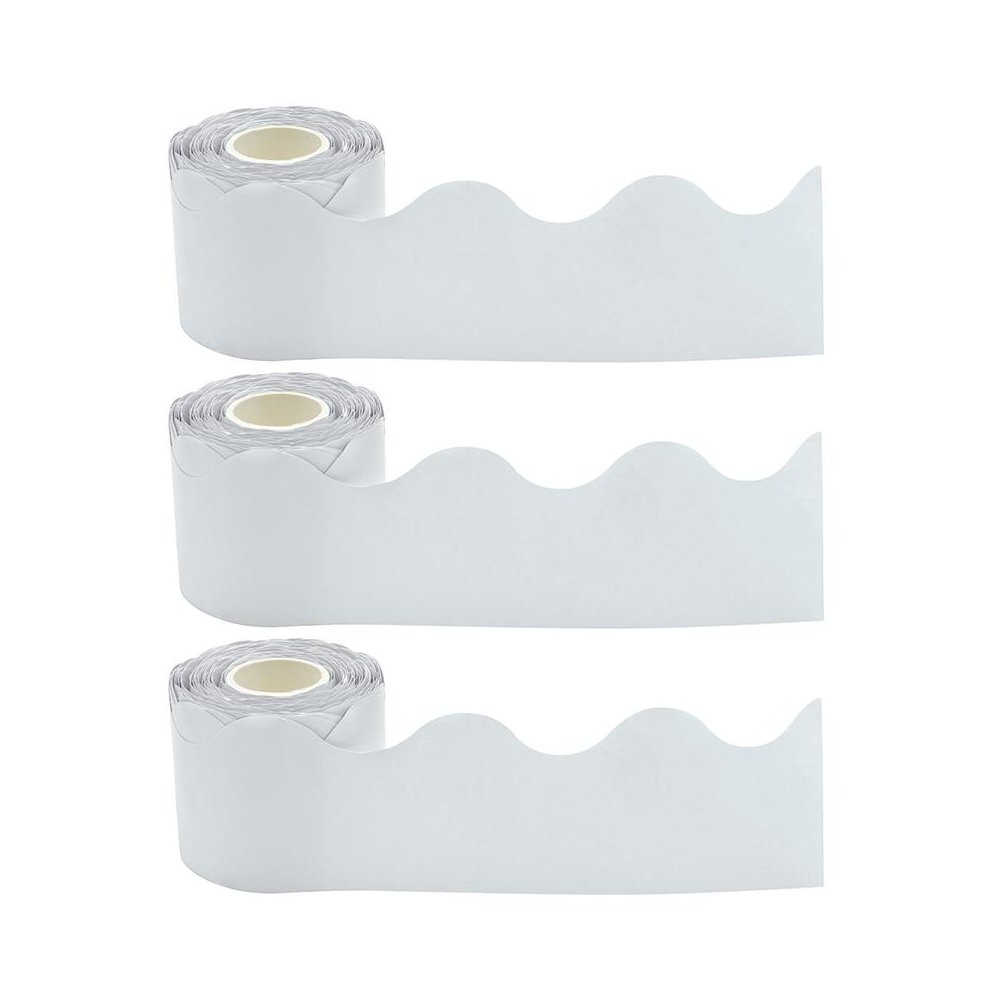 White Scalloped Rolled Border Trim, 50 Feet Per Roll, Pack of 3. Picture 2