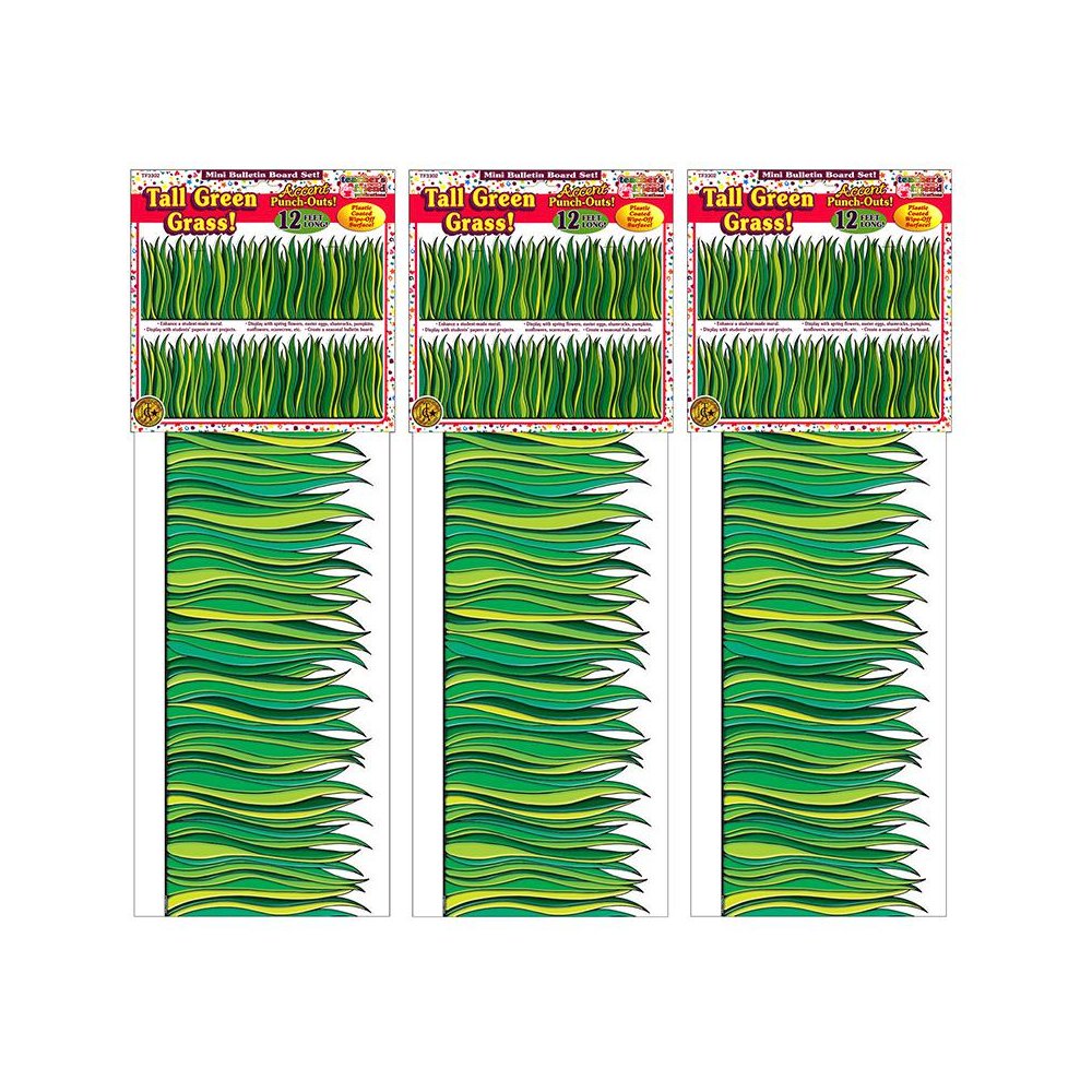 Tall Green Grass Jumbo Border, 8.5" Tall, 12 Feet Per Pack, 3 Packs. Picture 2