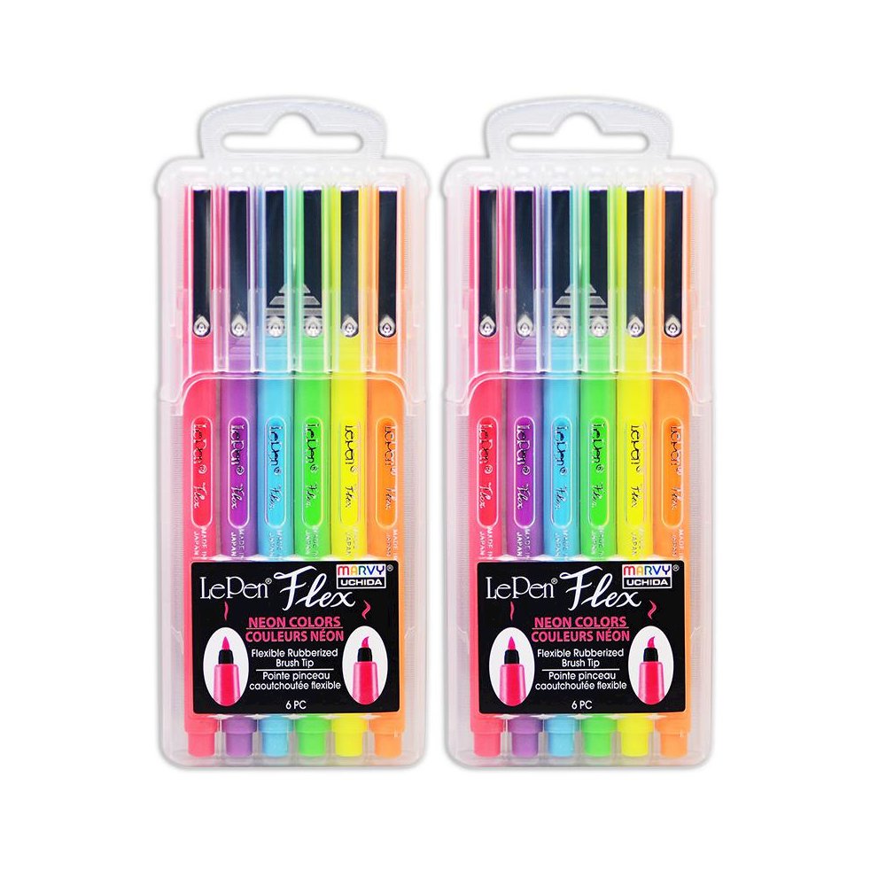 LePen Flex, 6 Neon Colors Per Pack, 2 Packs. Picture 2