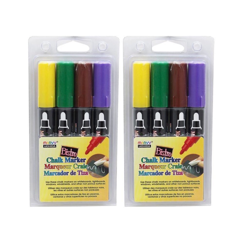 Broad Point Chalk Marker Broad Tip Set 4D, 4 Per Pack, 2 Packs. Picture 2