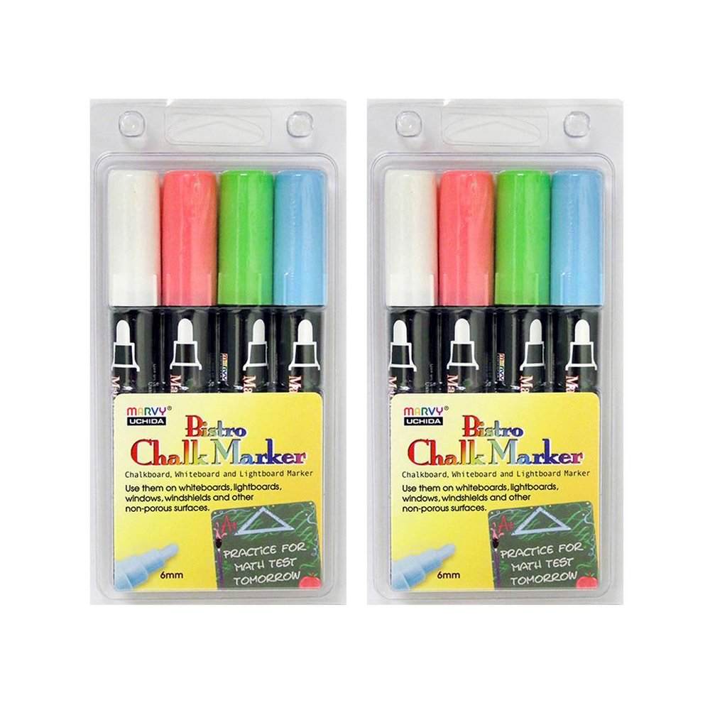 Broad Point Chalk Marker Broad Tip Set 4ED, 4 Per Pack, 2 Packs. Picture 2