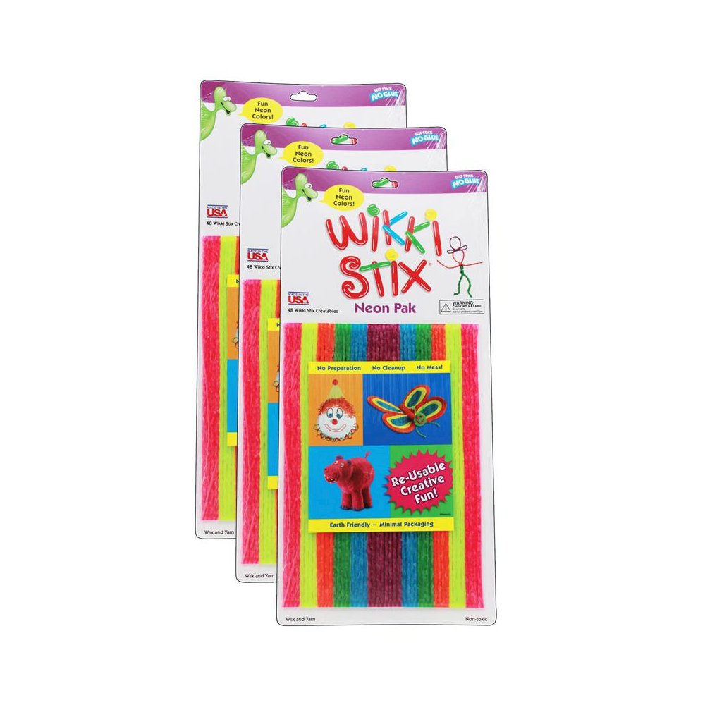 Wikki Stix, Neon Colors, 8", 48 Per Pack, 3 Packs. Picture 2