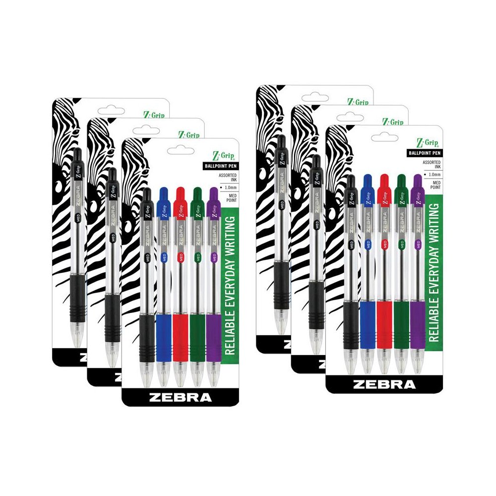 Z-Grip Ballpoint Retractable Pen, 1.0mm, Assorted, 5 Per Pack, 6 Packs. Picture 2