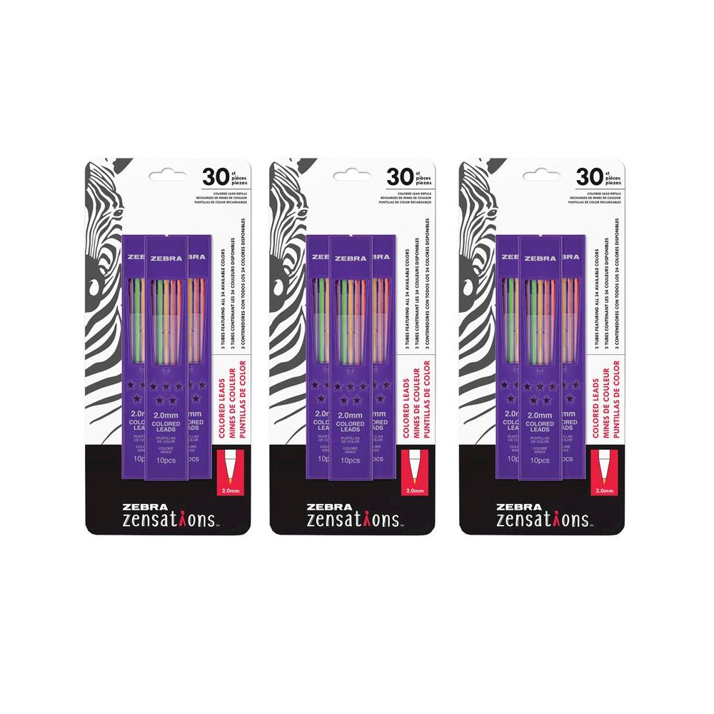 Mechanical Colored Pencil Lead Refill, 2.0mm Point Size, 30 Per Pack, 3 Packs. Picture 2