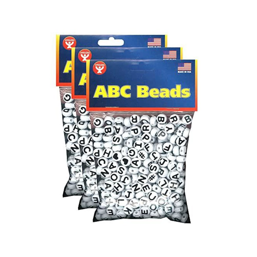 ABC Beads, Black and White, 300 Per Pack, 3 Packs. Picture 1