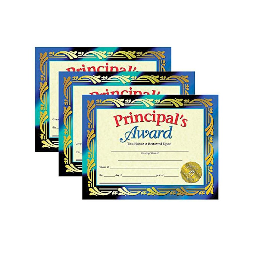 Principal's Award Certificate, 8.5" x 11", 30 Per Pack, 3 Packs. Picture 1