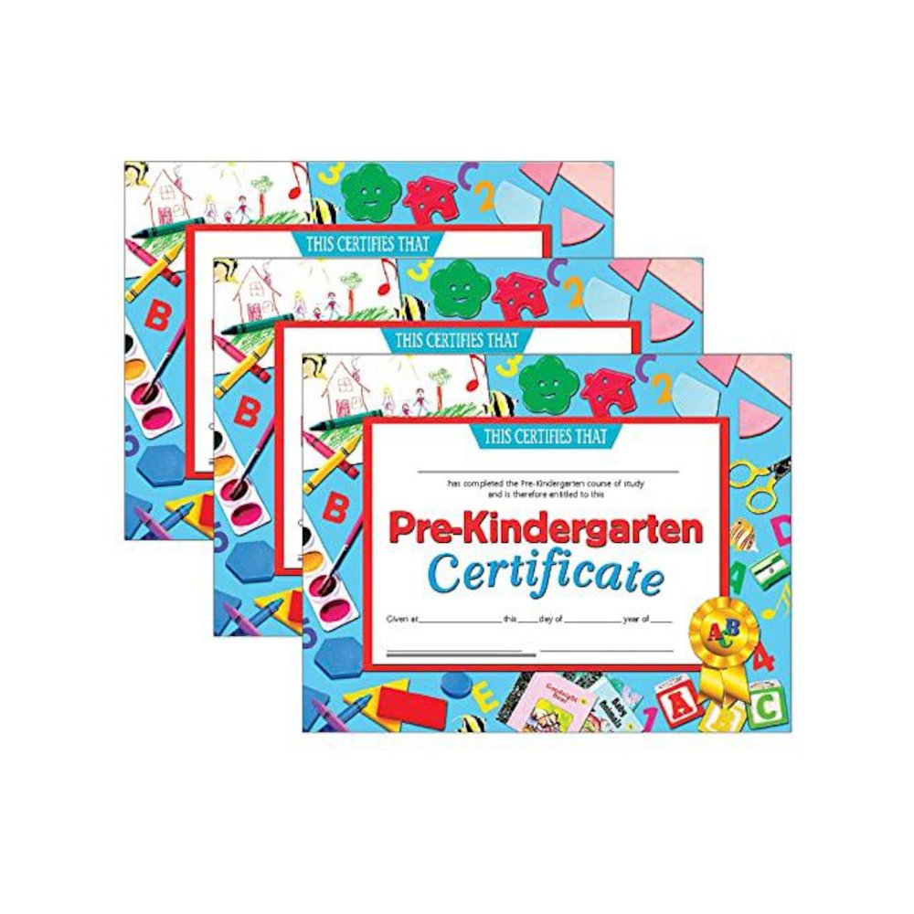 Pre-Kindergarten Certificate, 8.5" x 11", 30 Per Pack, 3 Packs. Picture 1
