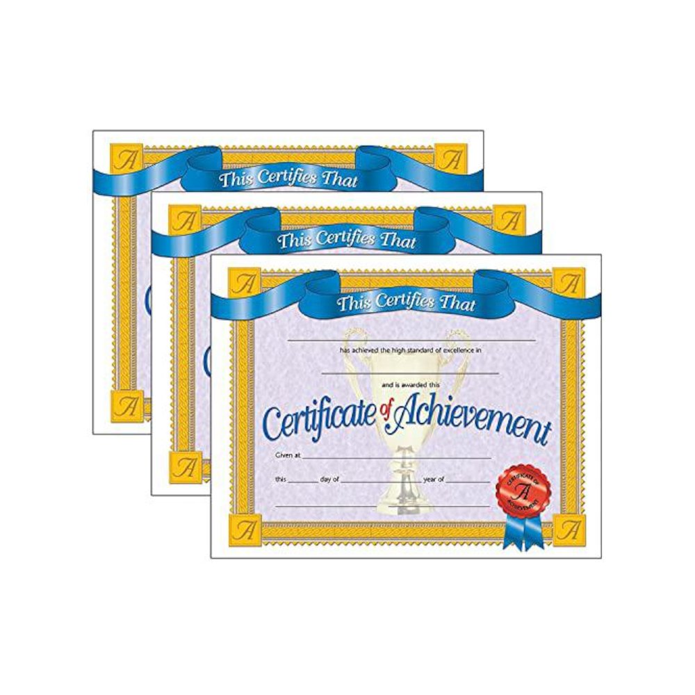 Certificate of Achievement, 30 Per Pack, 3 Packs. Picture 1