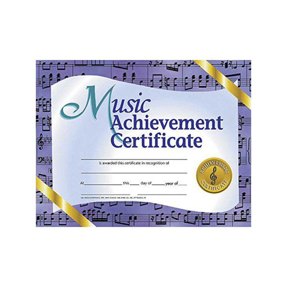 Music Achievement Certificate, 8.5" x 11", 30 Per Pack, 3 Packs. Picture 1