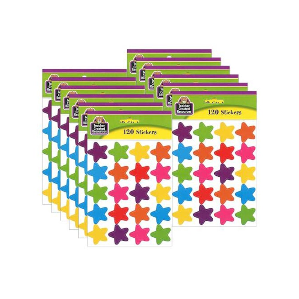 Bright Stars Stickers (die cut star shape), 120 Per Pack, 12 Packs. Picture 1