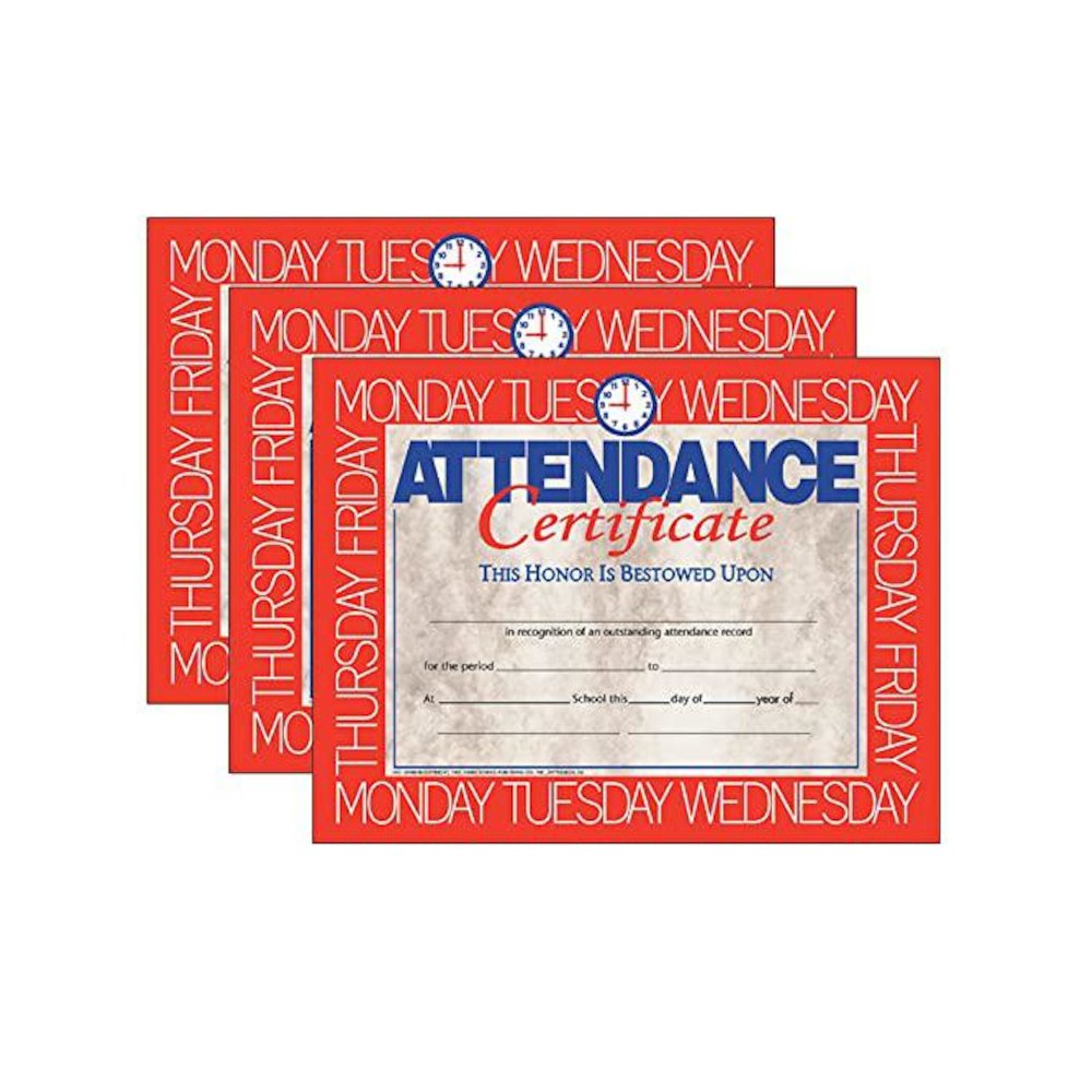 Attendance Certificate, 8.5" x 11", 30 Per Pack, 3 Packs. Picture 1