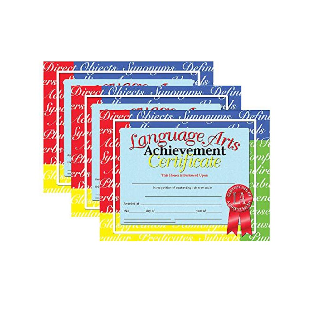 Language Arts Achievement Certificate, 30 Per Pack, 3 Packs. Picture 1