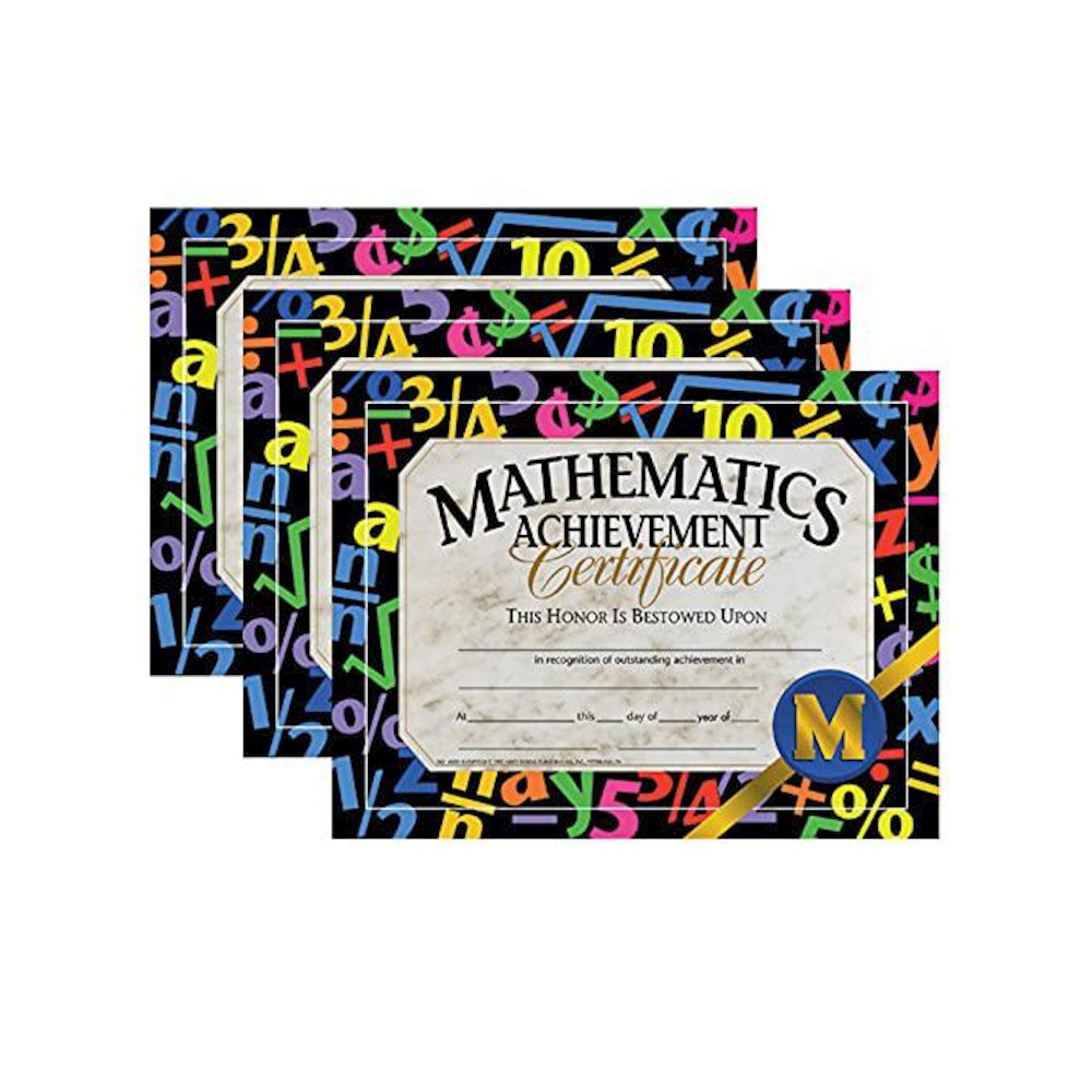 Mathematics Achievement Certificate, 30 Per Pack, 3 Packs. Picture 1