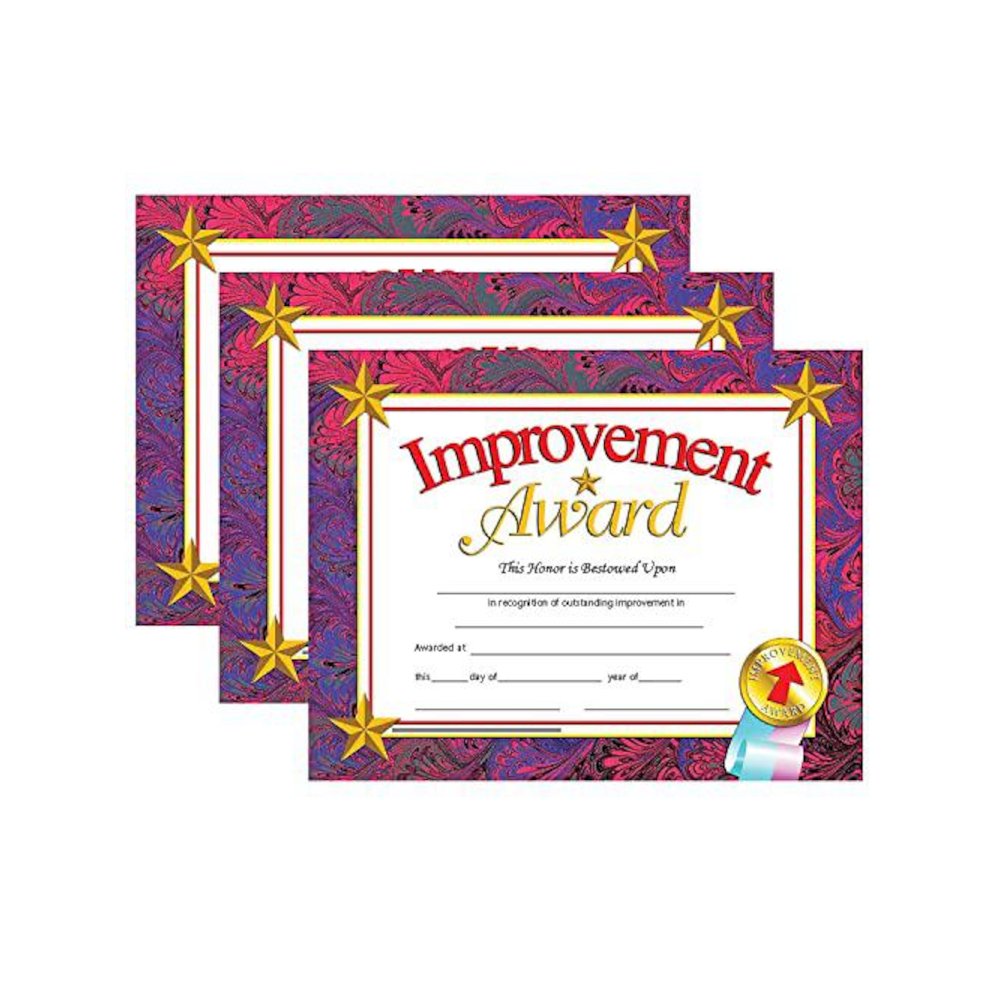 Improvement Award Certificate, 30 Per Pack, 3 Packs. Picture 1