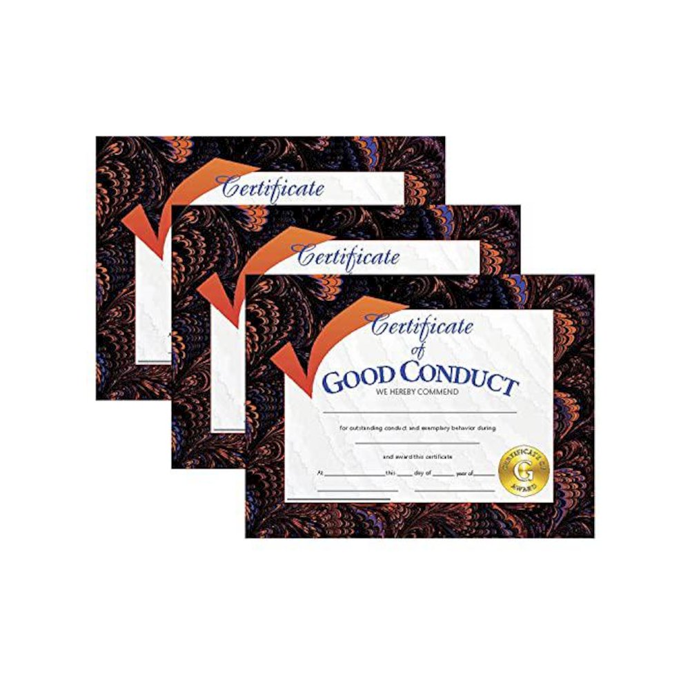 Certificate of Good Conduct, 8.5" x 11", 30 Per Pack, 3 Packs. Picture 1