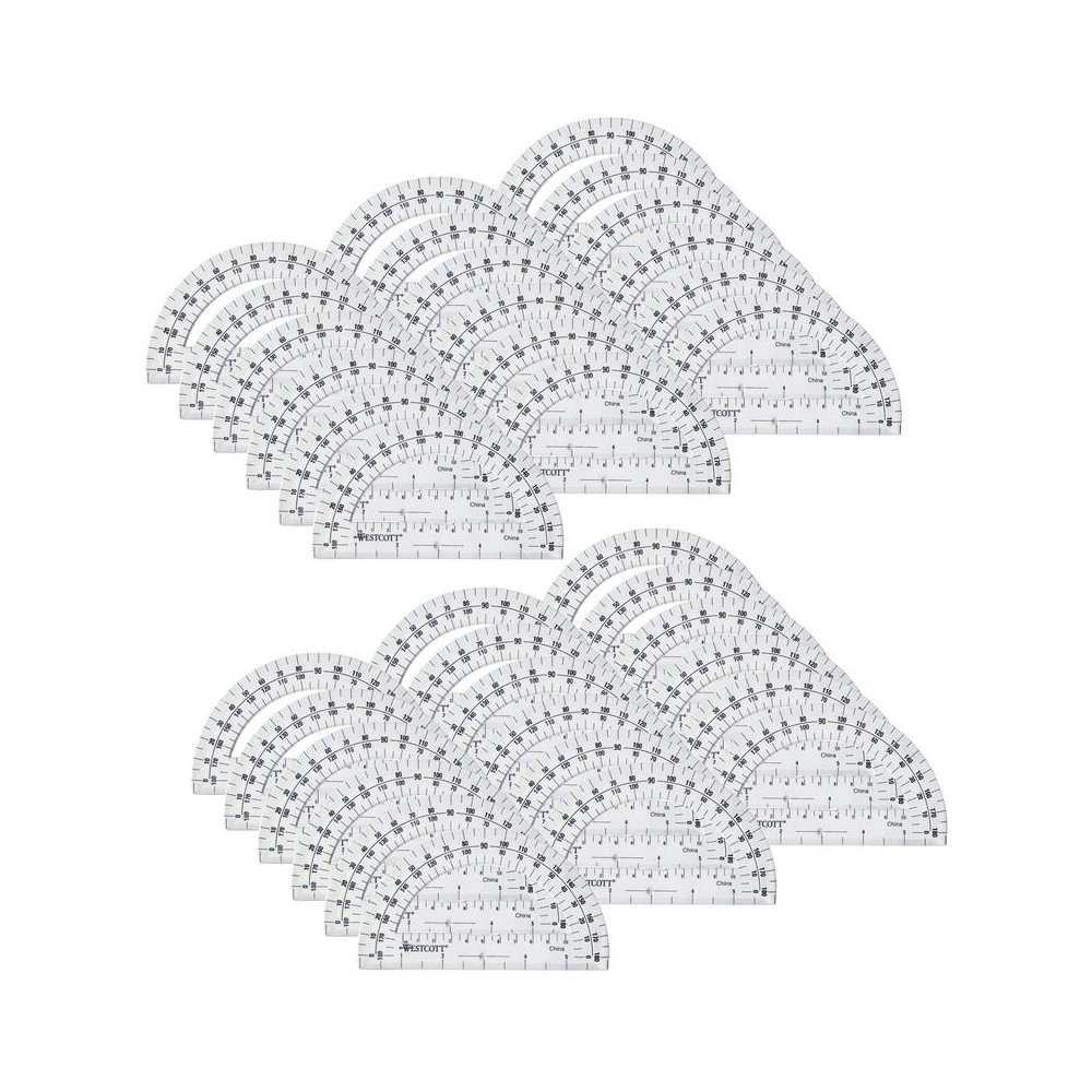 Protractor 6", 180 degree, Clear, Pack of 36. Picture 1