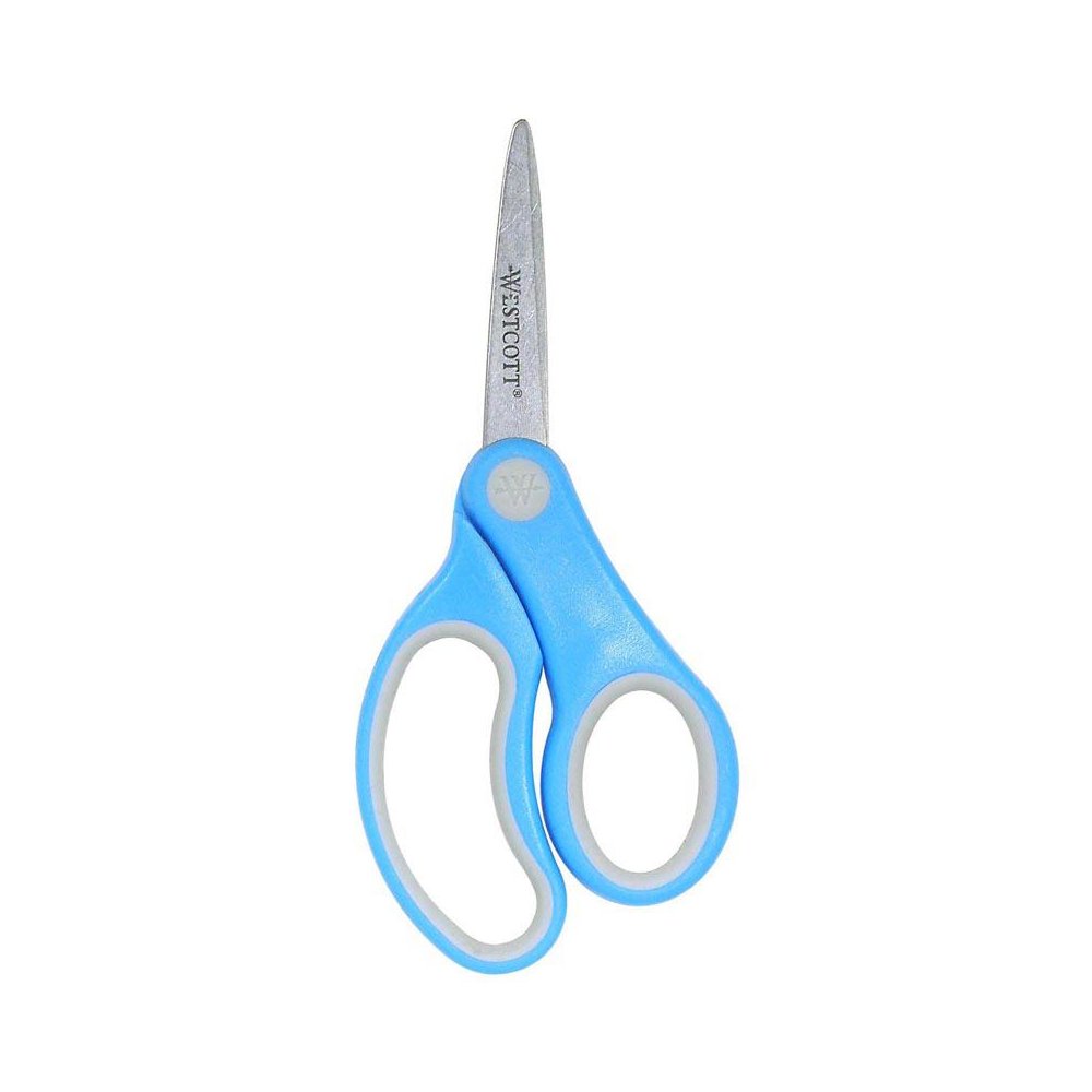 Soft Handle 5" Scissors, Pointed, Colors Vary, Pack of 12. Picture 1