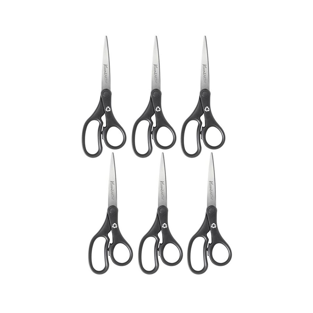 KleenEarth Basic 8" Scissors, Straight, Pack of 6. Picture 1