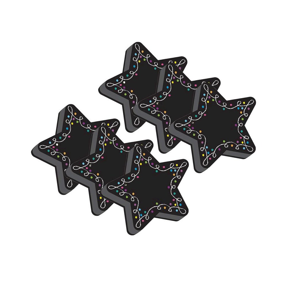 Magnetic Whiteboard Erasers, Star Chalk, Pack of 6. Picture 1