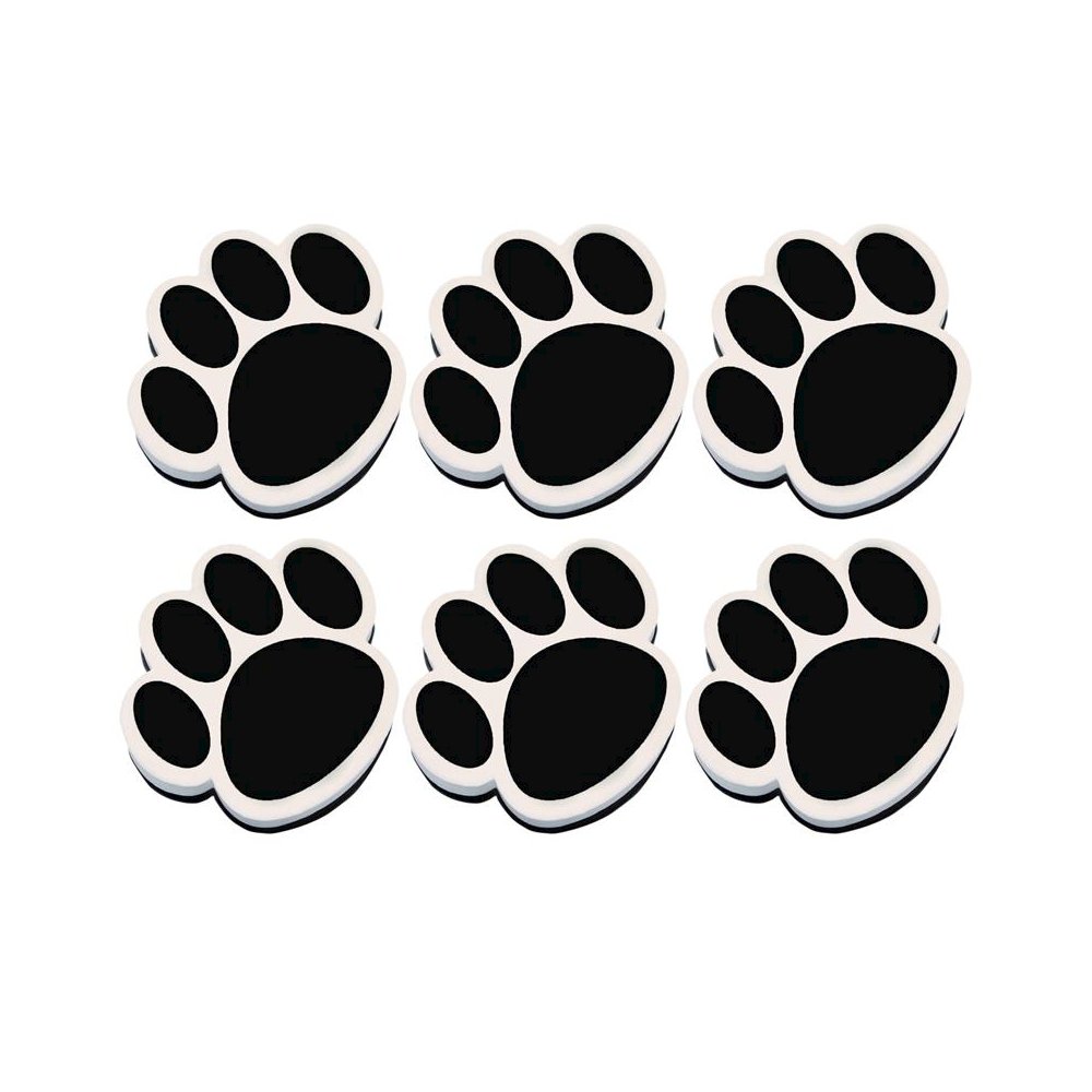 Magnetic Whiteboard Eraser, Black Paw, Pack of 6. Picture 1