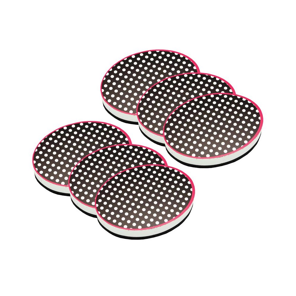 Magnetic Whiteboard Eraser, Black & White Dots, Pack of 6. Picture 1