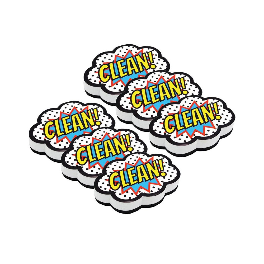 Magnetic Whiteboard Eraser, Superhero Clean!, Pack of 6. Picture 1
