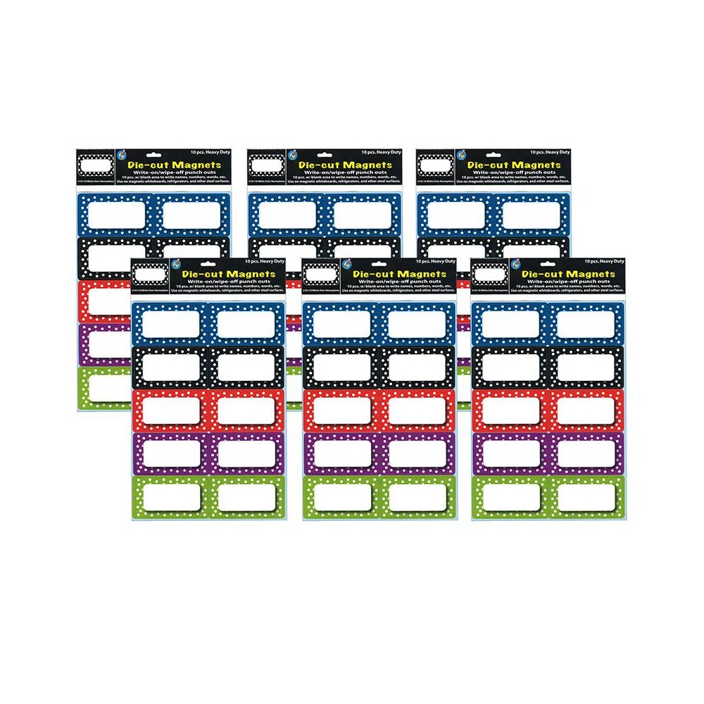 Die-Cut Magnetic Colorful Dots Labels/Nameplates, 10 Per Pack, 6 Packs. Picture 1